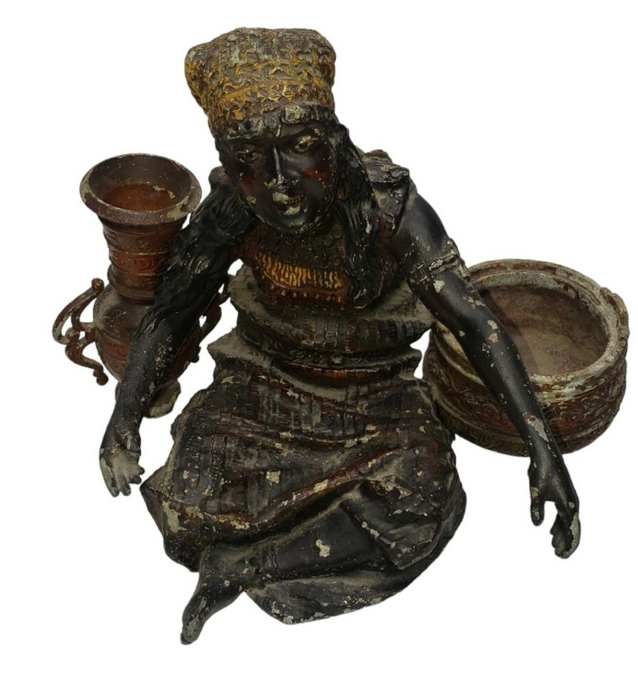 Antique Orientalist Merchant Cold Painted Spelter Figurine Statue