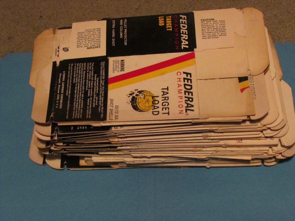 FEDERAL champion TARGET LOAD SHOT SHELLS 'EMPTY' BOX ONLY price each (office)