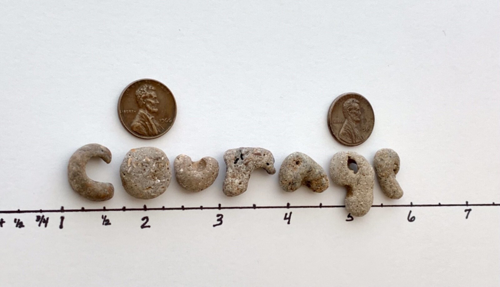 COURAGE Rocks Beach Stones Word Sign Natural Letter Shaped Pebble art craft USA