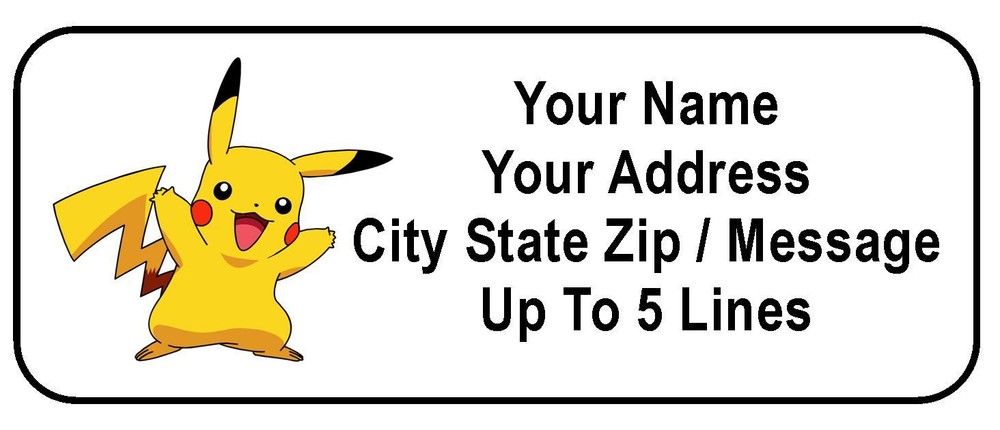 30 Pikachu Personalized Address Labels