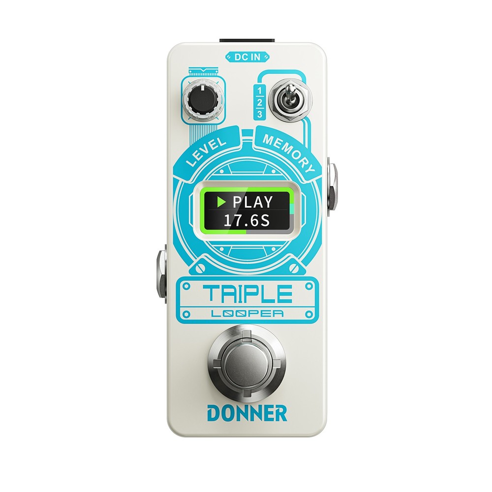 Donner Triple Looper Guitar Effect Pedal 90 mins Looping Time with Screen 3 Loop