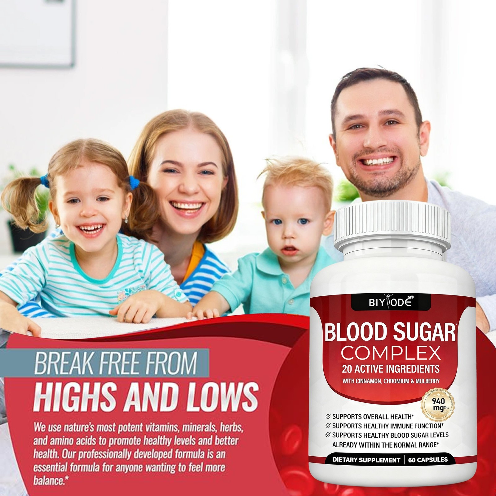 Blood Sugar Complex Supplement - Supports Healthy Blood Sugar Levels 60 Capsules
