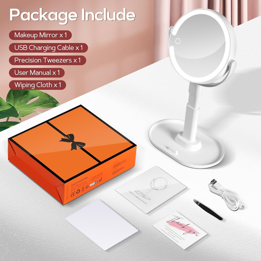 Makeup Mirror with Lights, Lighted Magnifying Mirror 30X with 3 Lighting
