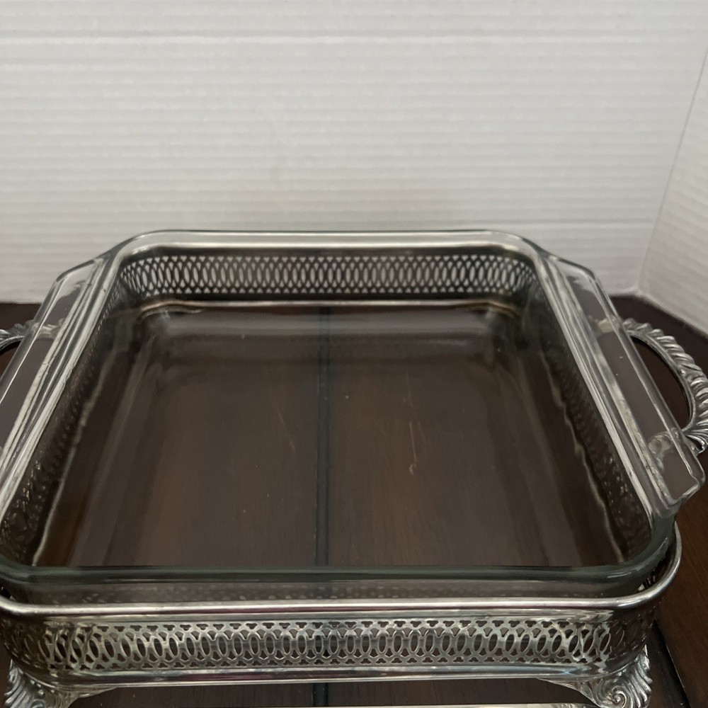 VTG Double Handle Silverplate Buffet Server w/Lid & Glass Baking Dish