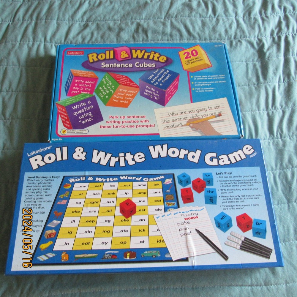Lot 2-Lakeshore Learning-Roll & Write Word Game-Dice-Sentence Cubes-Writing-2000