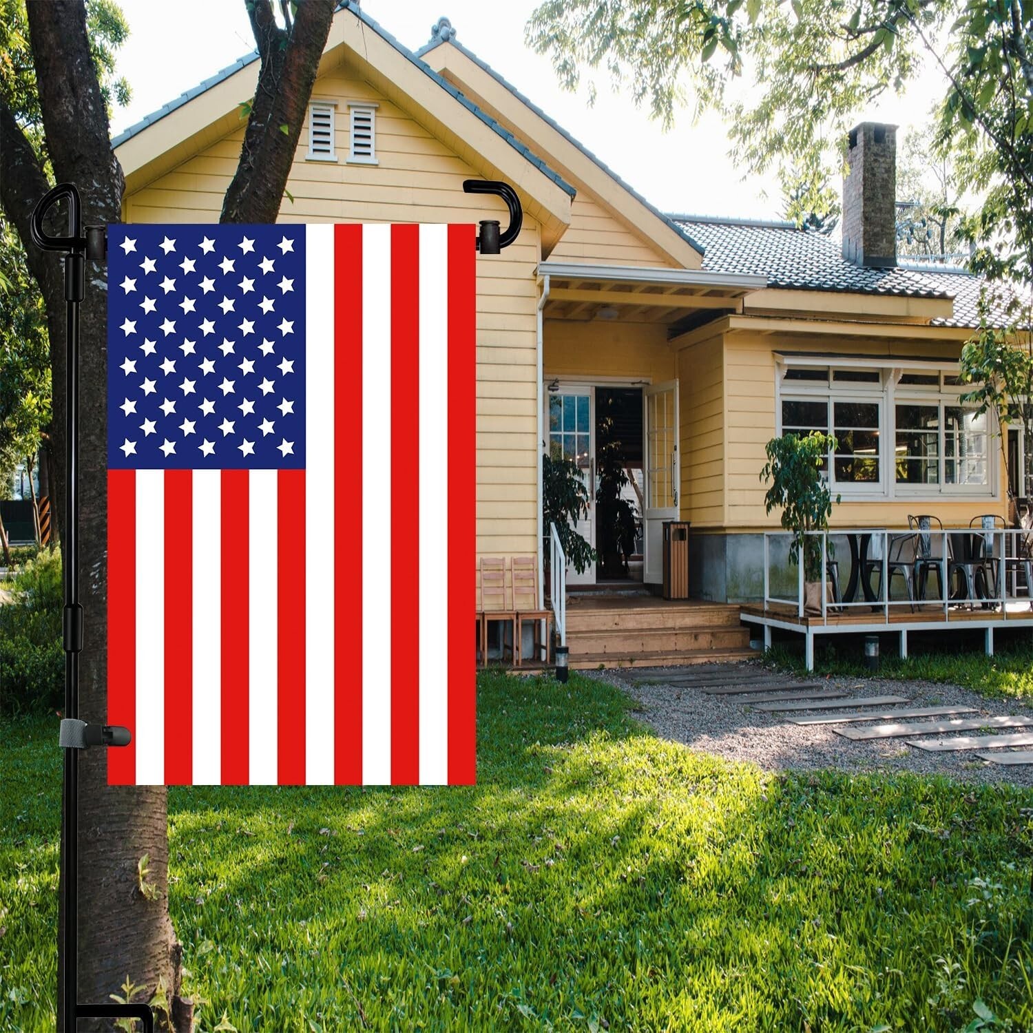 Garden Flag Stand-Holder-Pole with Garden Flag Stopper and Anti-Wind Clip for...