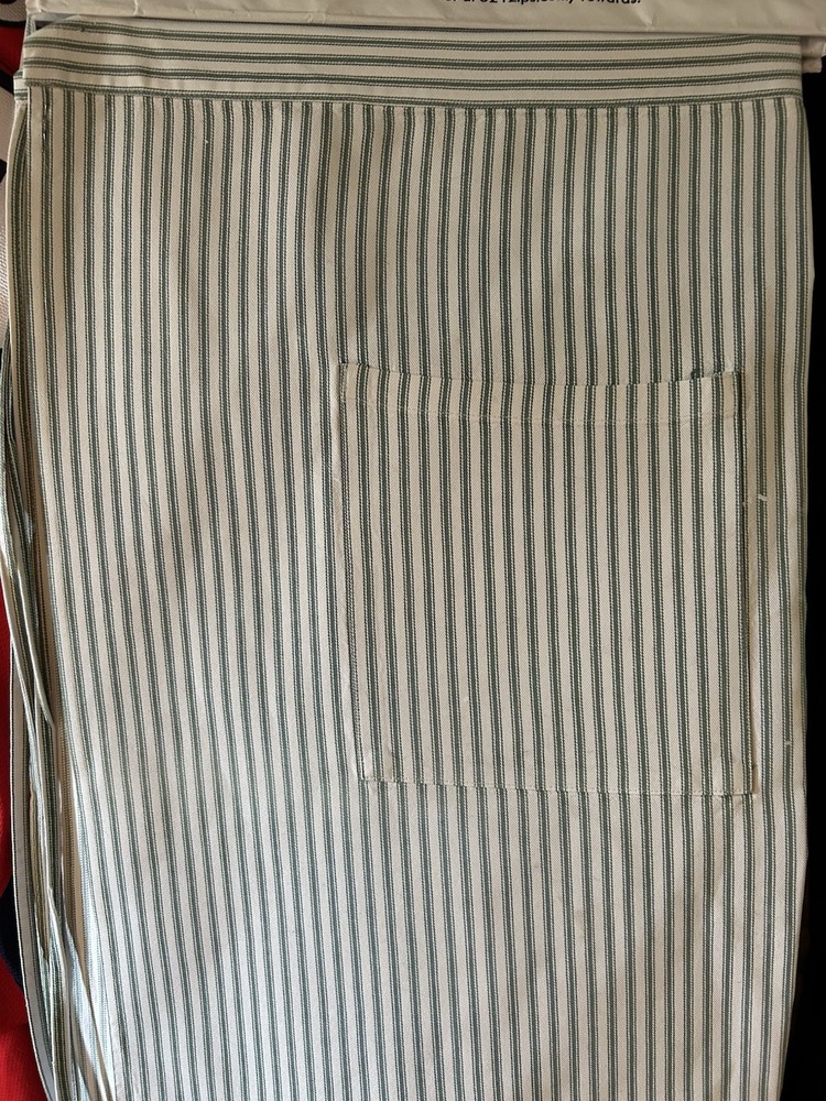 Great American Restaurants Server Apron Uniform White Blue Stripes