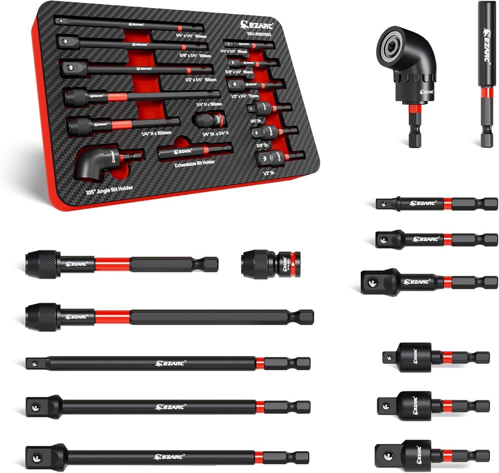 EZARC 14PC Impact Socket Adapter Set, 1/4",3/8",1/2" Square Drive Socket Adap...