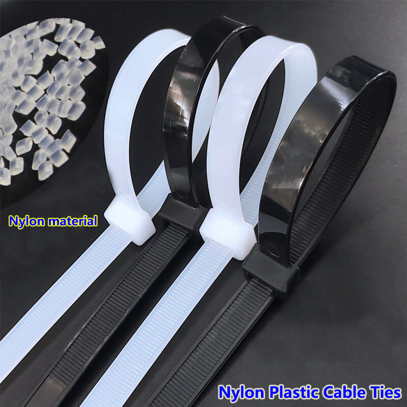 12mm Width Nylon Plastic Cable Ties Zip Tie Wraps Strong All Sizes White/Black