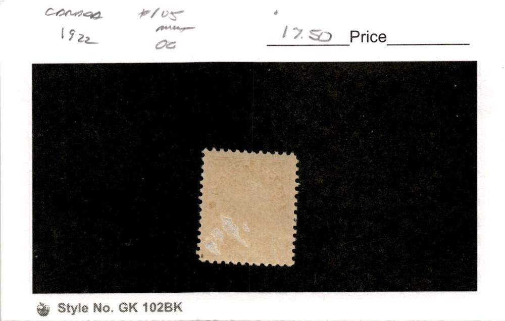 Canada, Postage Stamp, #105 Mint Hinged, 1922 King George (AD)