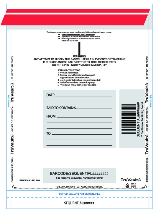 Tamper Evident Plastic Deposit Bags - CLEAR, 500/pack