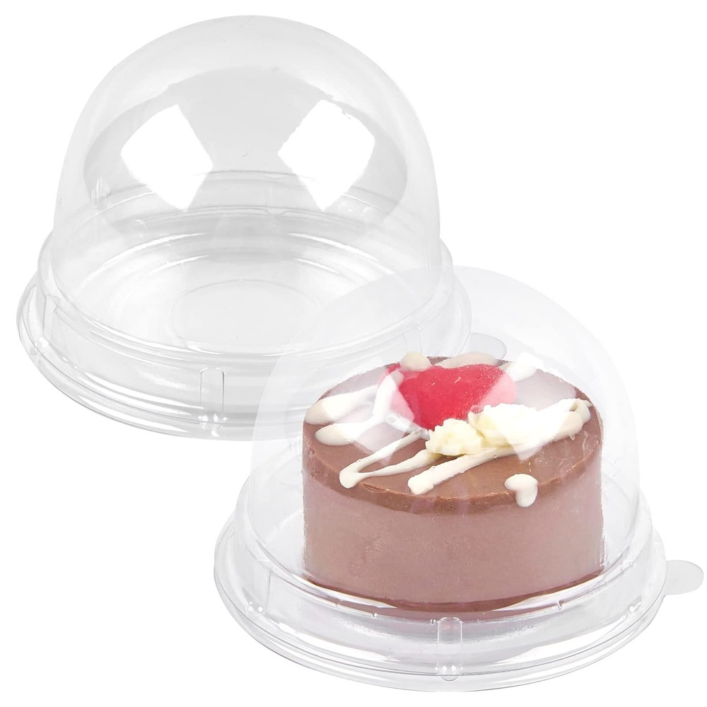 100 Pack Mini Plastic Cupcake Container Muffin Dome Box for Wedding Birthday