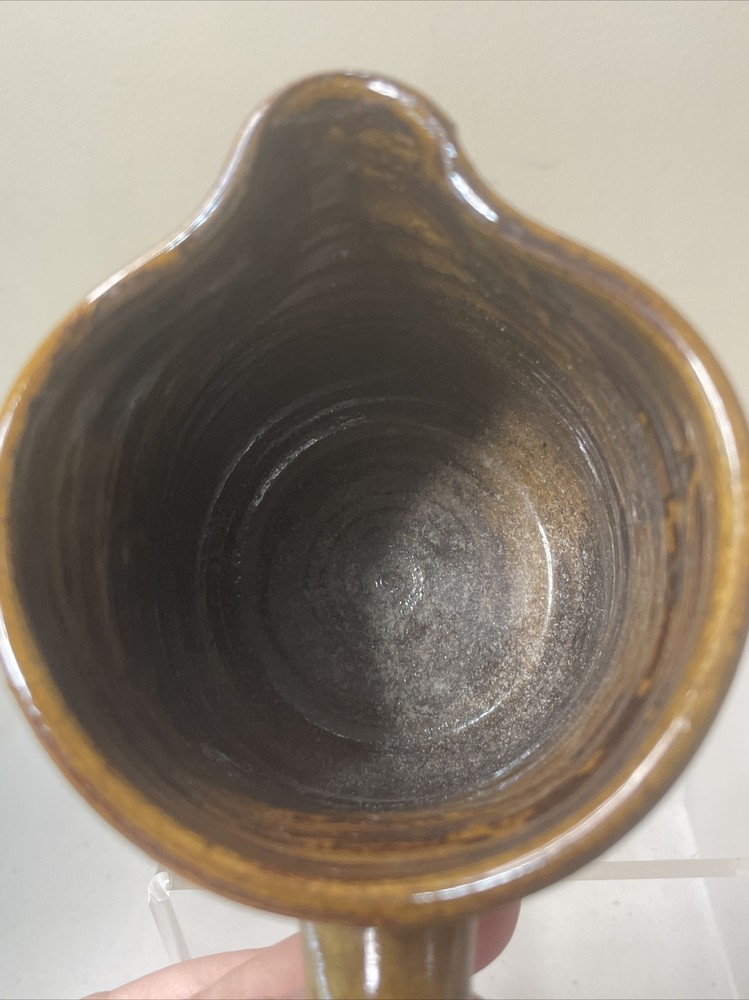 Signed Brown Tan Cream Pitcher Appledore Logo Dated 1982