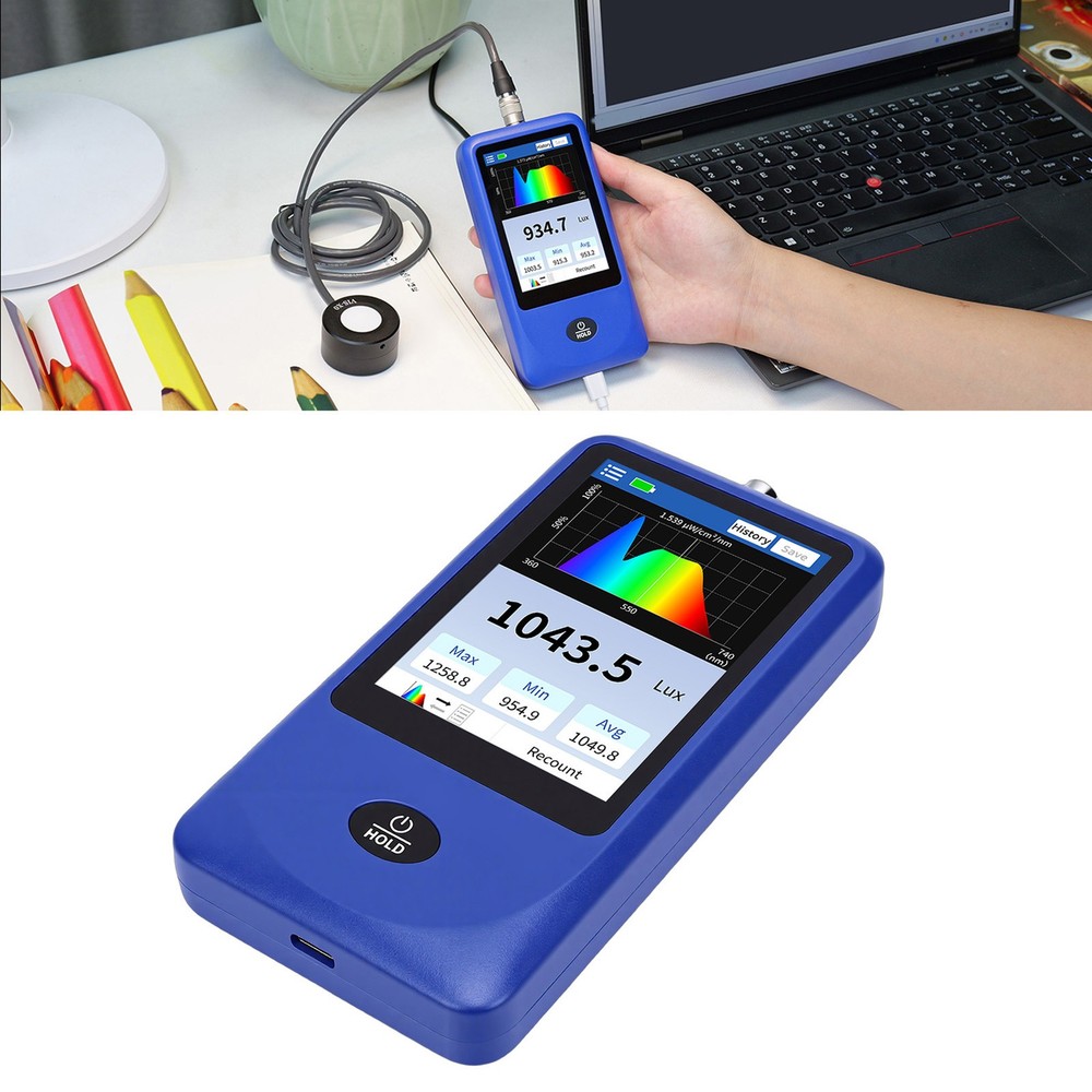 Light Spectrum Meter Handheld Spectrometer Illuminance Meter Curve