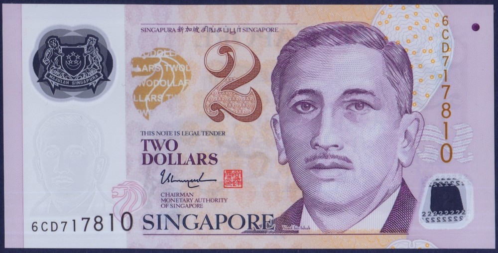 Singapore - P46i - 2 Dollars - Two 2 Solid Stars - POLYMER - #6CD - UNC