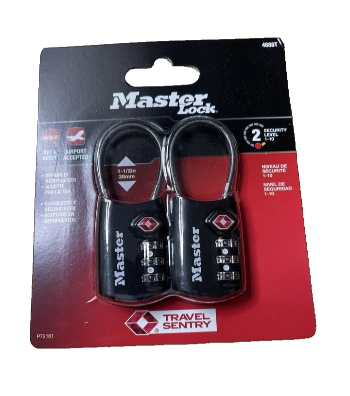 Master Lock 4688T Set Own Combination TSA-Accepted Cable Padlock - Black