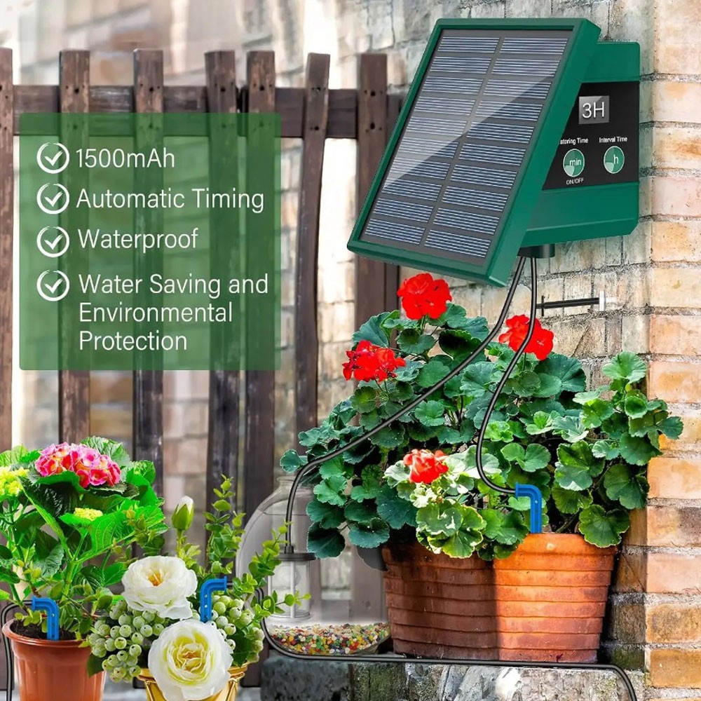 NEW Solar Automatic Drip Irrigation System with Hose & Timer for Garden 1 SET