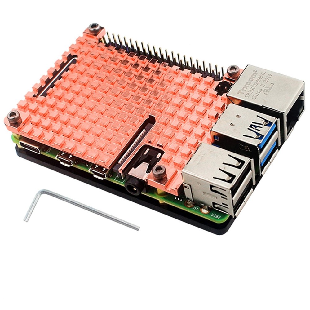Thin Pure Copper Heatsink Protective Passive Cooling Case For Raspberry Pi 4B