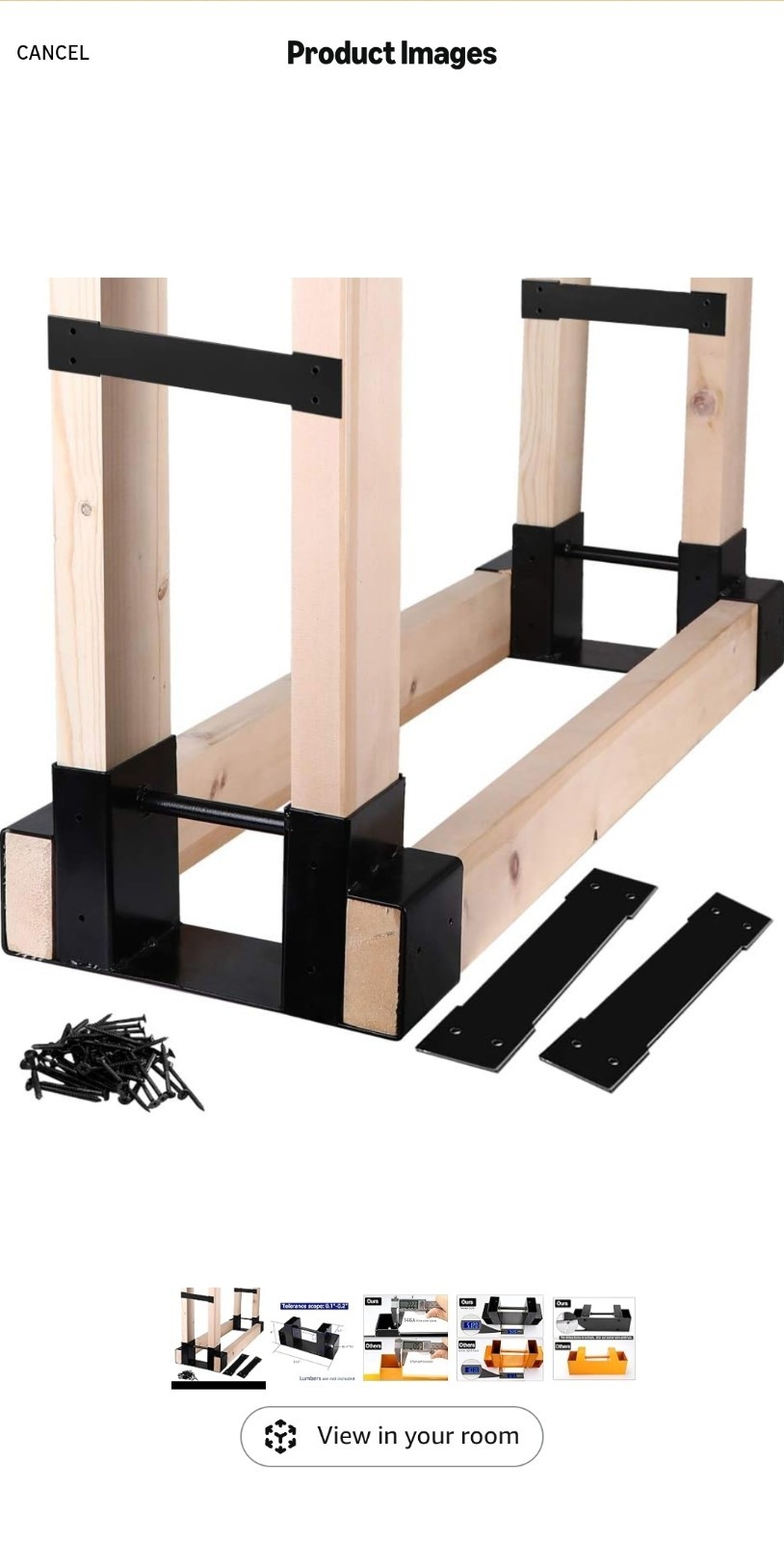 Outdoor Firewood Log Storage Rack Bracket Kit,Fireplace Wood Storage Holder-A...