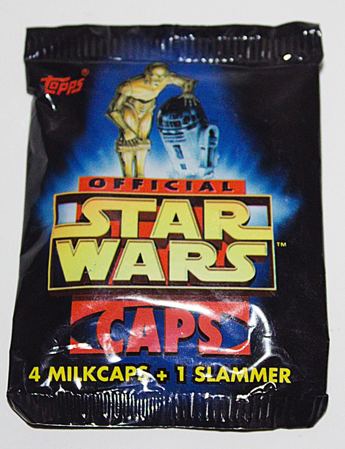 Official Star Wars Caps Pog 1 FACTORY SEALED 4 MilkCap + Slammer Pack 1995 Topps