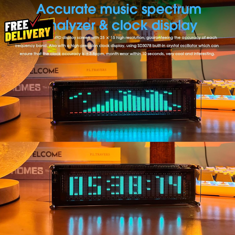 AK2515 Pro Audio Spectrum Analyzer with VFD Display MIC Input & Advanced AGC....