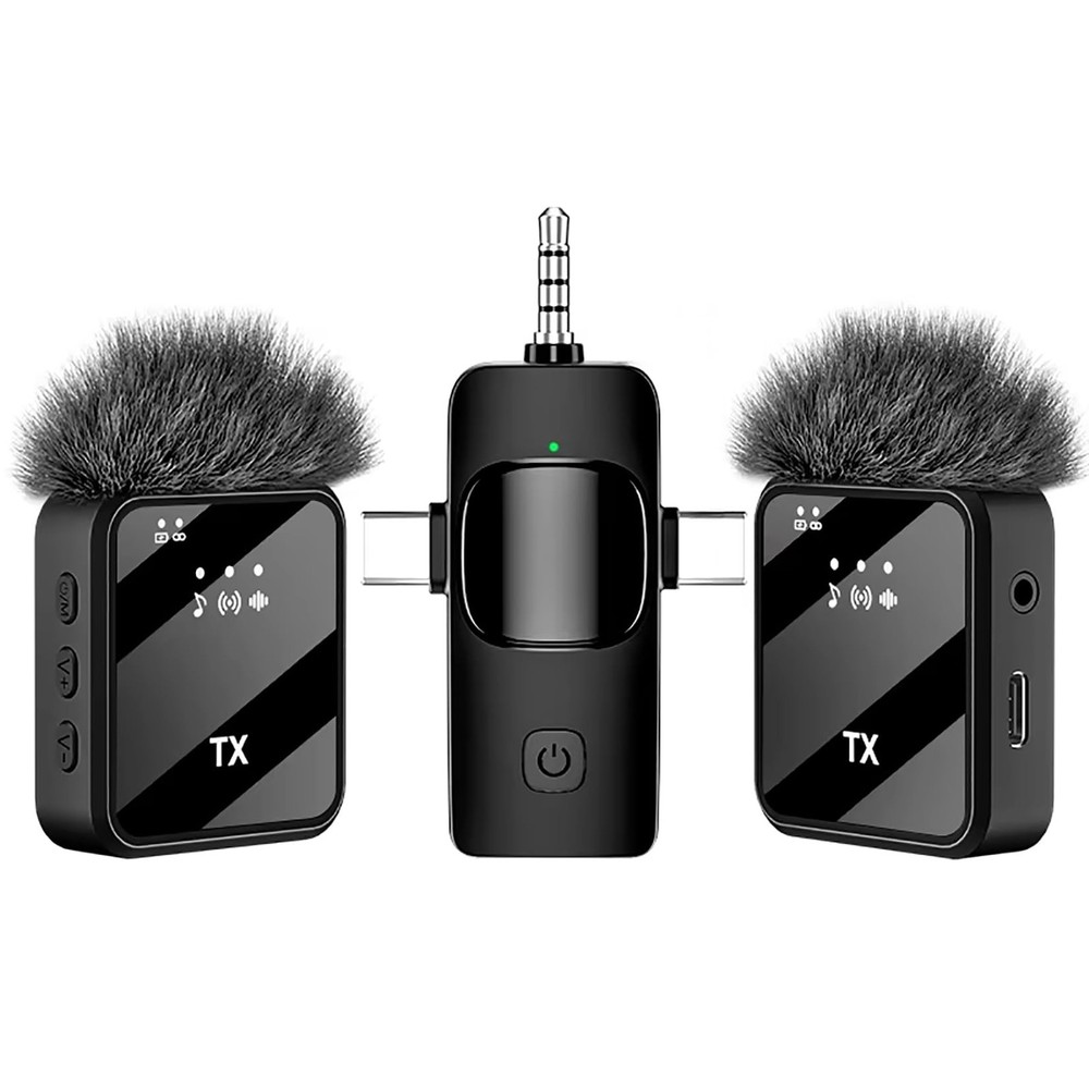 3-in-1 Mini Wireless Lavalier Microphone for iPhone, Android & Camera - Ideal...
