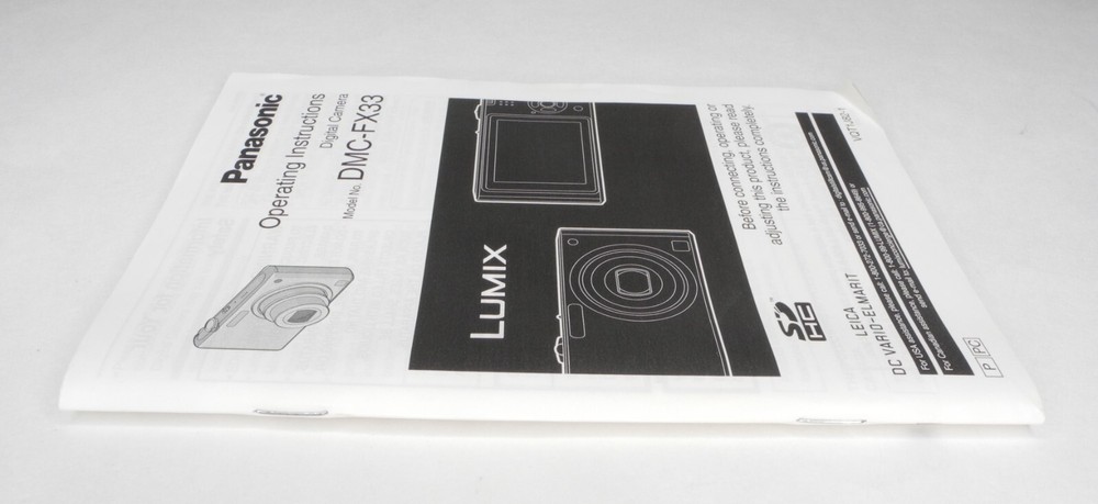 Panasonic Lumix DMC-FX33 Camera Operating Instructions / User Manual In English