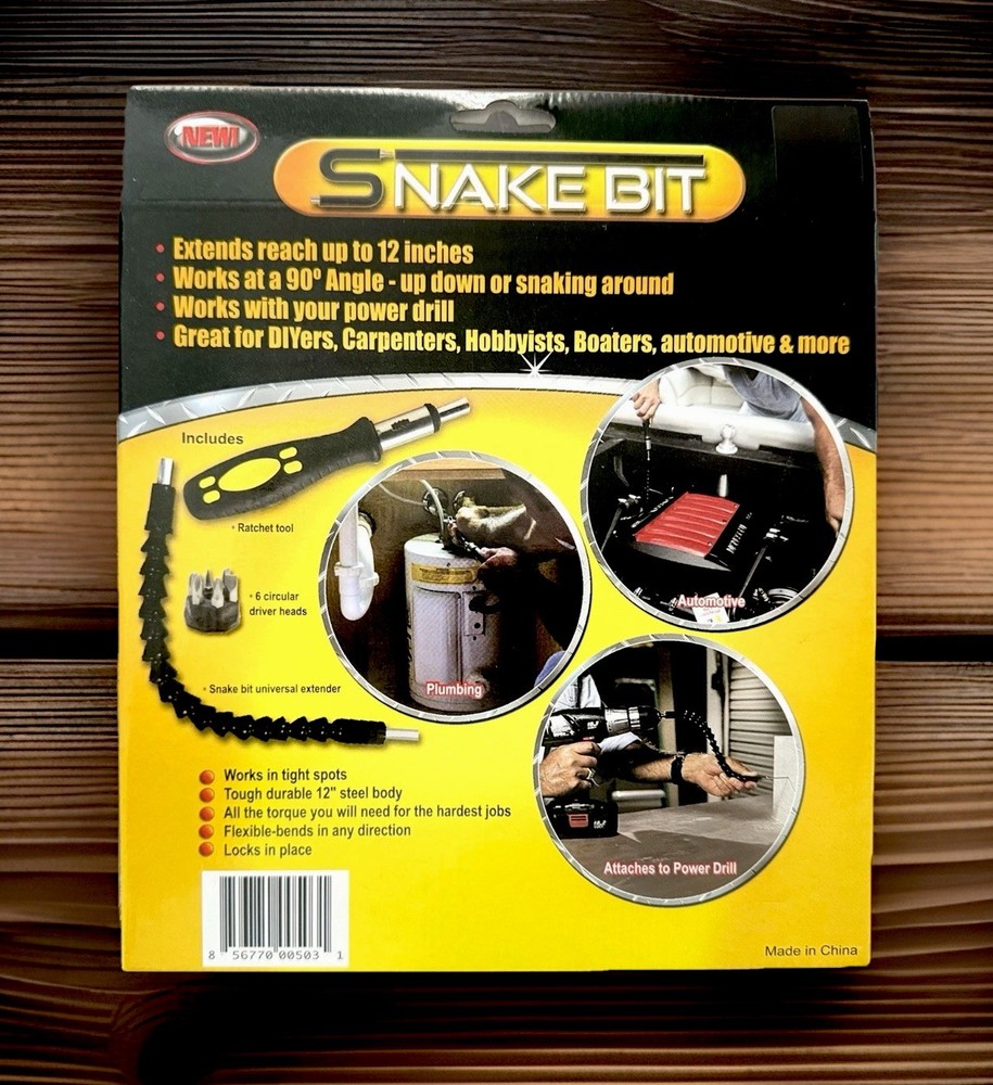 SNAKE BIT FLEXIBLE DRILL BIT EXTENDER /w BONUS RATCHET SCREWDRIVER/w BITS