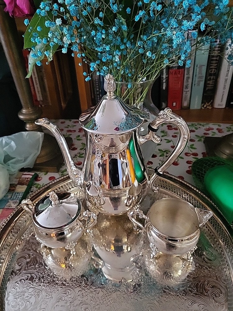 Silverplate Victorian Tea & Coffee Set Ornate Design