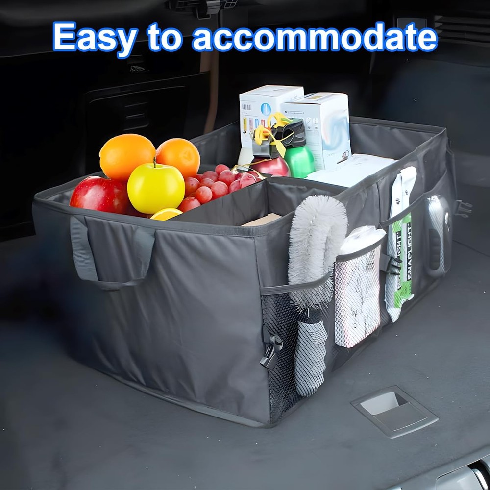 Mandark Car Trunk Organizer, Collapsible Multi Compartment Vehicle Black