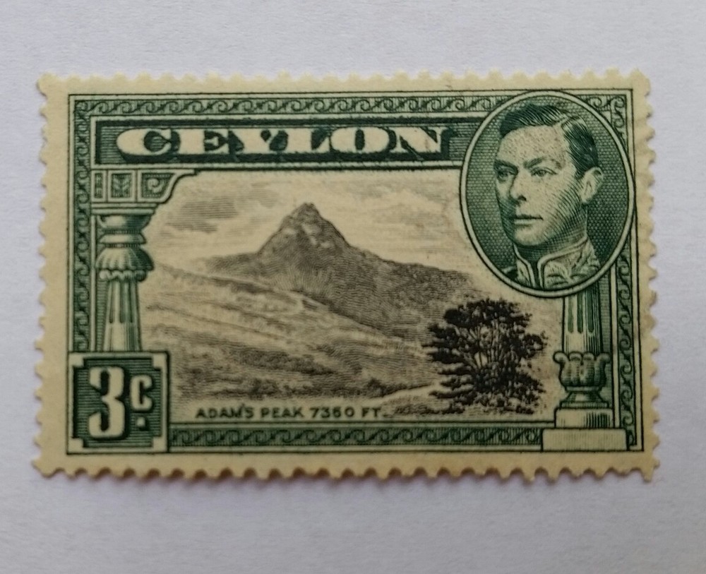 CEYLON 1938-49 3c BLACK & DEEP BLUE-GREEN  MINT