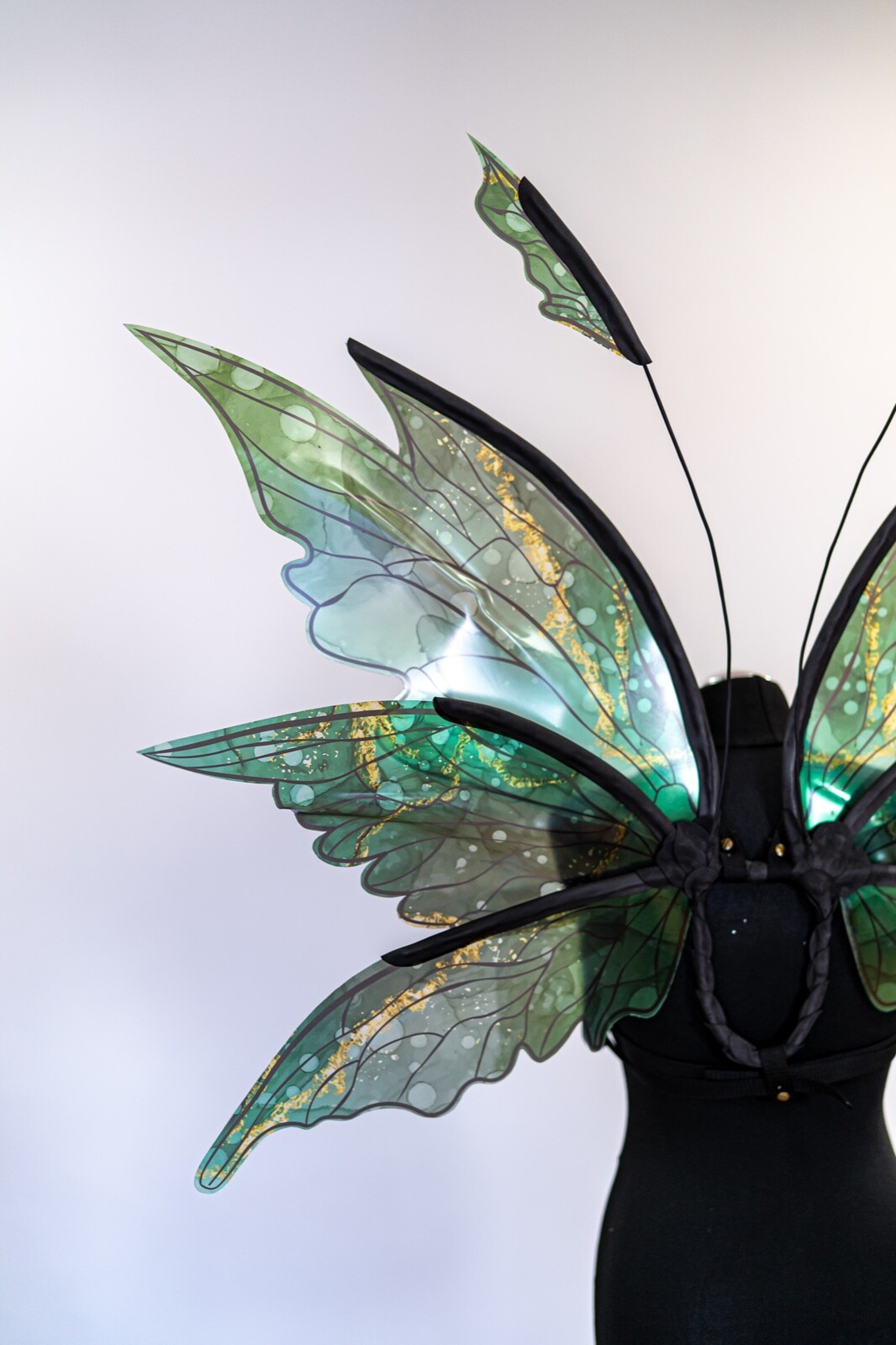 Green Fairy Wings Costume For Adult Butterfly Elf Cosplay Iridescent Halloween