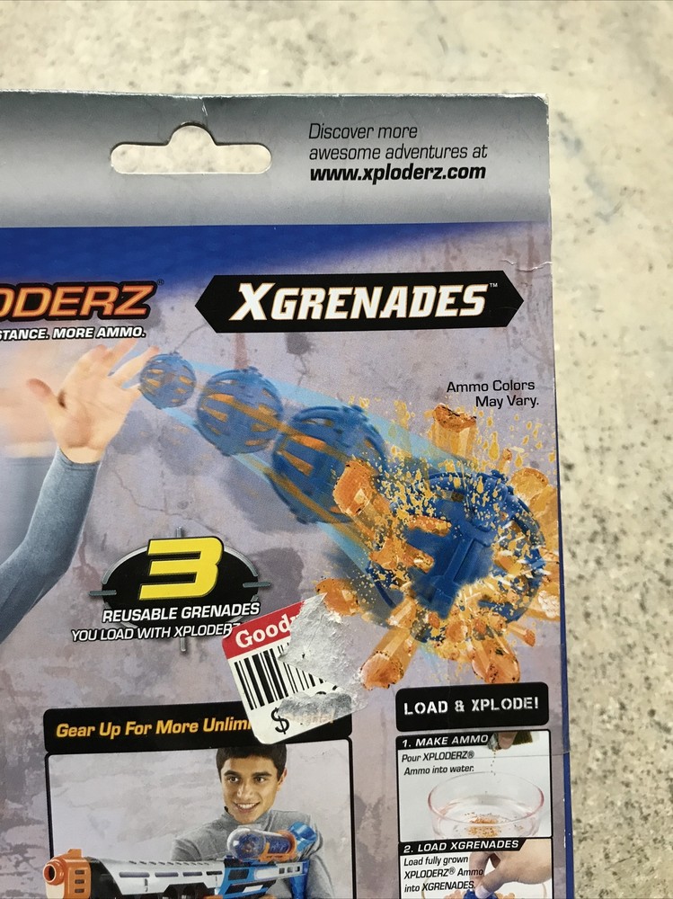 Xploderz Xgrenades 3 Pack Of Reusable Grenades Unopened with 750 xploderz rounds