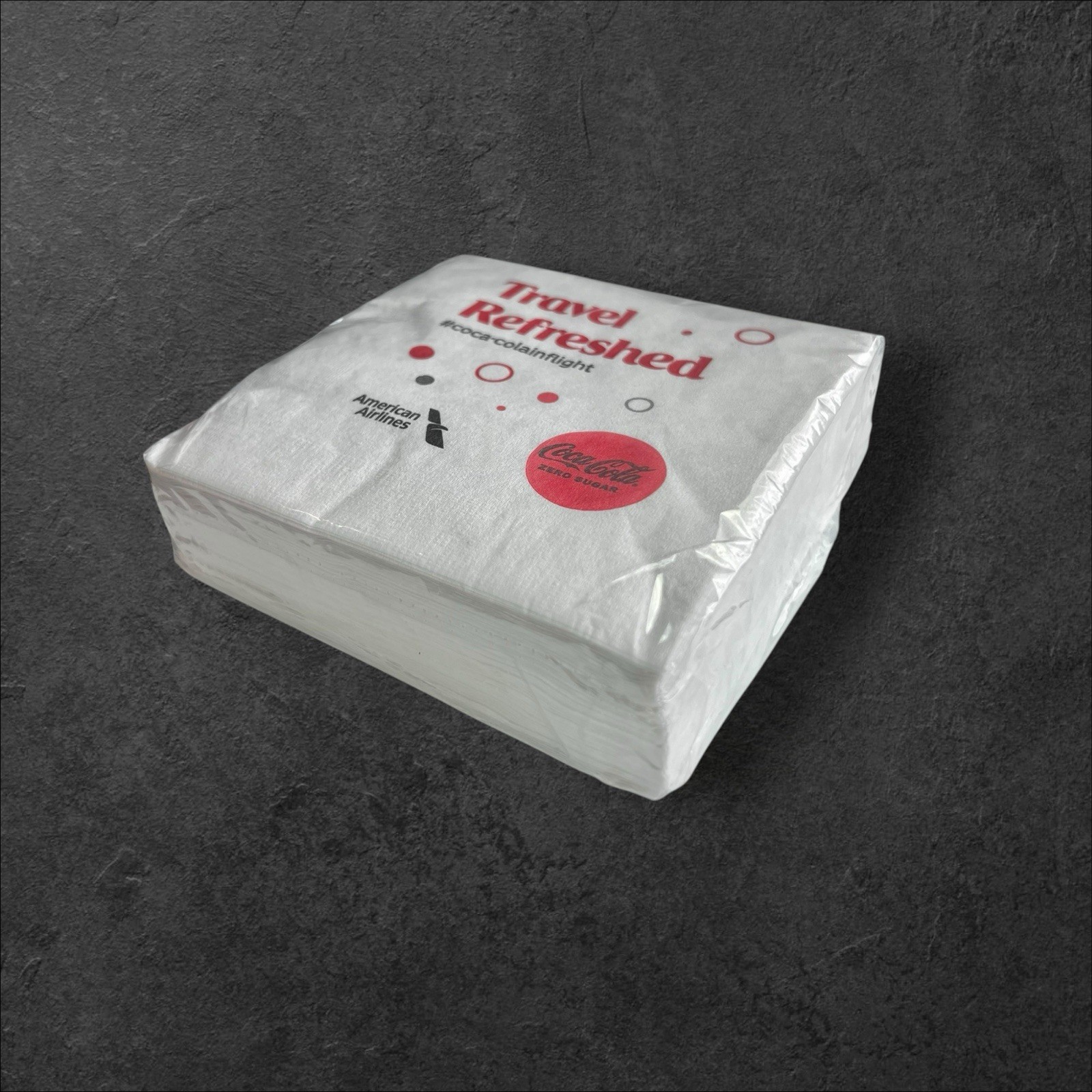 American Airlines Coca-Cola Collaborated Paper Napkins Flight Winter 50 Cts New