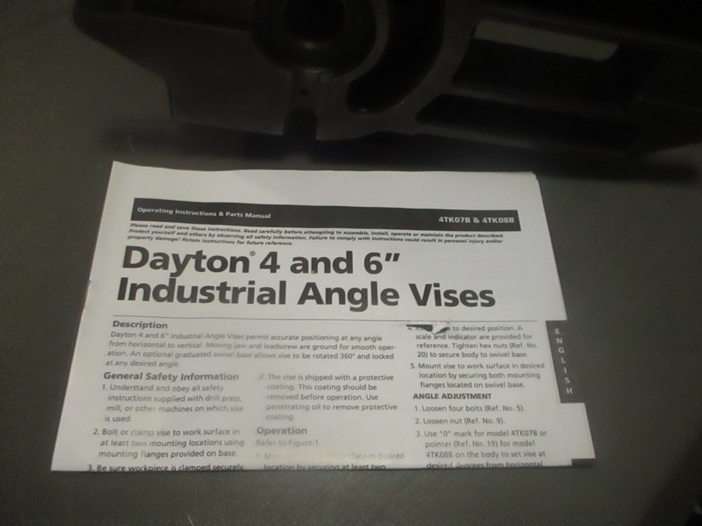 Dayton 4Tk07 4" Machine Vise With Angle Base