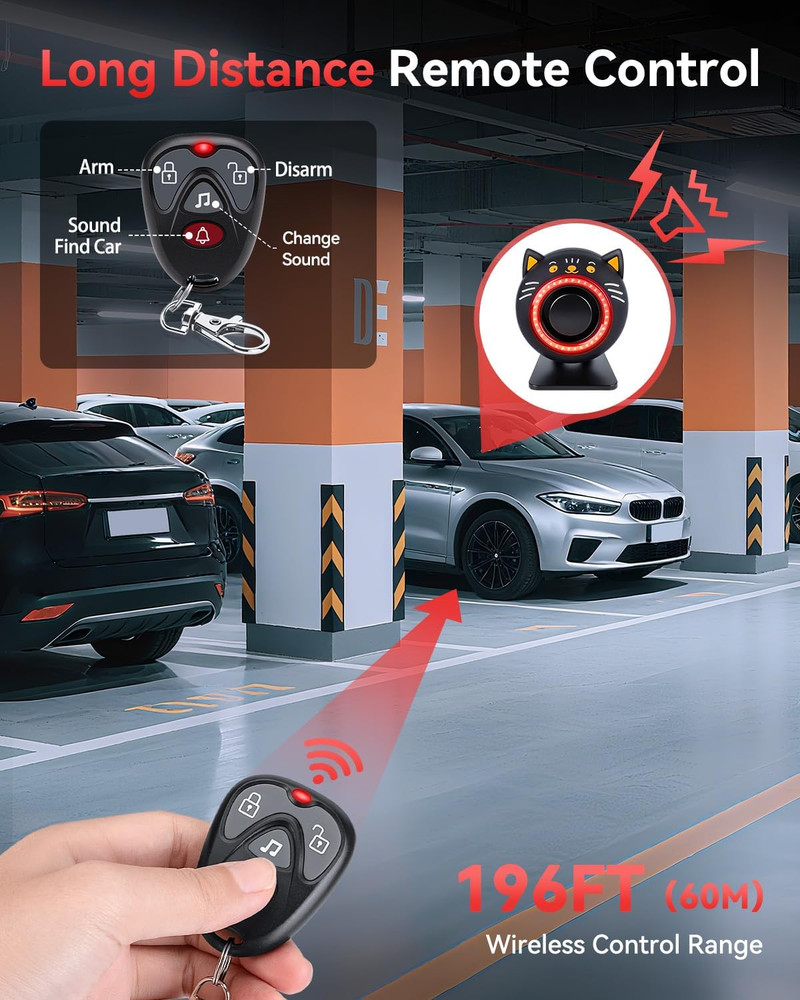 120Db Car Alarm System Motion Sensor Sound Car Security System Anti-Theft Device