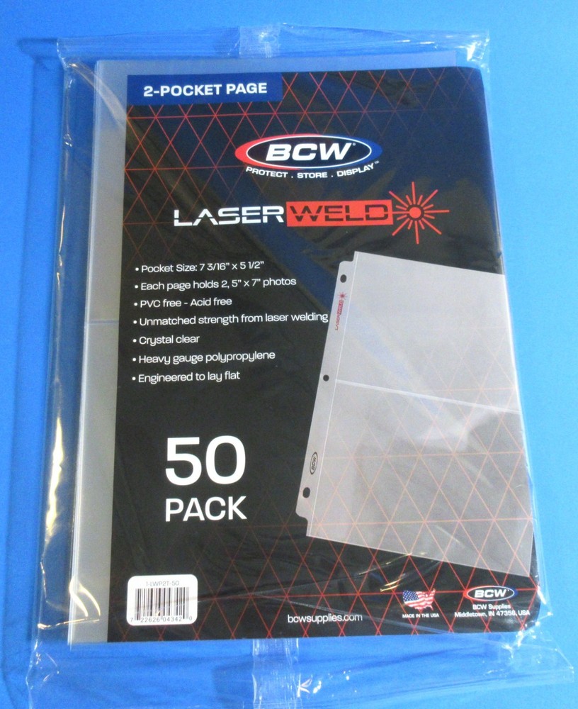 50 BCW LASERWELD 2-POCKET ALBUM PAGES FOR COVERS, PHOTOS, ETC. ARCHIVAL SAFE