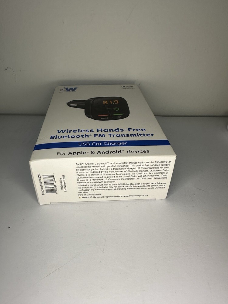 Just Wireless Black USB Car Charger Bluetooth Hands-Free FM Transmitter - USED