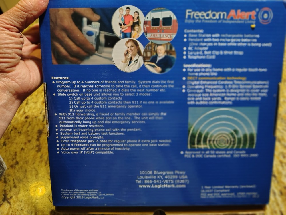 LogicMark Freedom Alert Fall w/ DECT Emergency Communicator ~ Model 35511