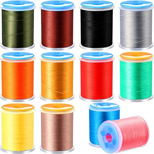 12 Roll Fly Tying Kit - 12 Color Thread, Elastic Wire, Nylon Materials for