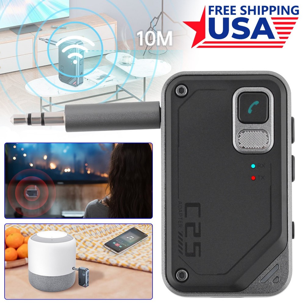 New Wireless Bluetooth 5.3 Transmitter Receiver Car Adapter AUX Audio 3.5mm Jack