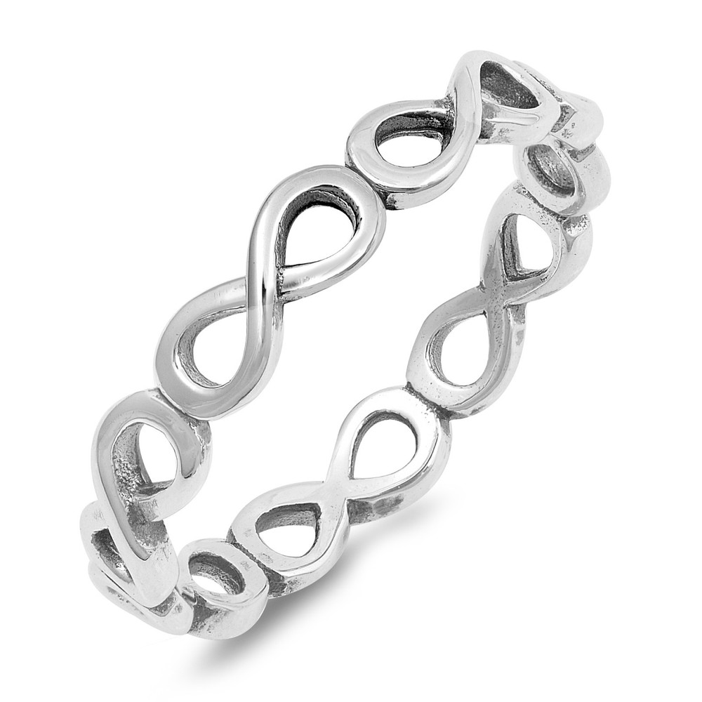 Eternity Infinity Stackable Promise Ring 925 Sterling Silver Band NEW