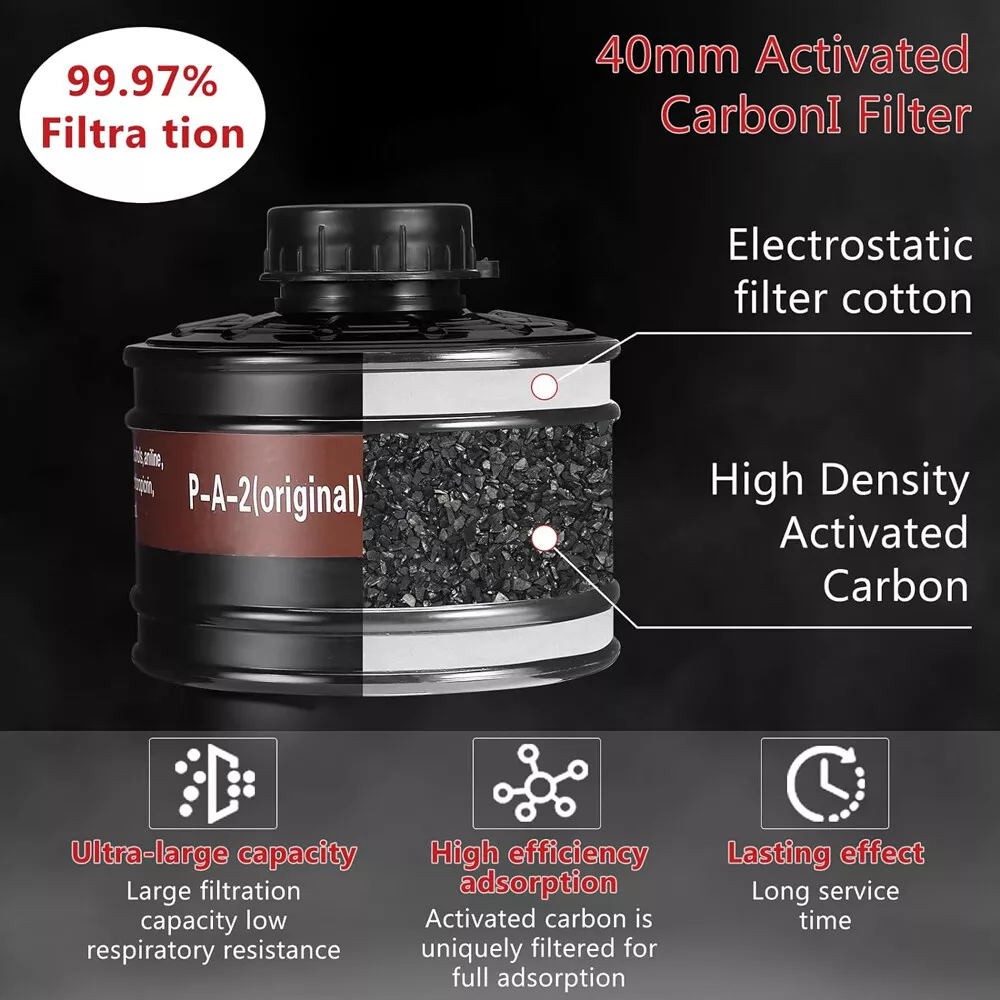 Reusable Full Face Respirator Gas Mask with 40mm Activated Carbon Filter 6800