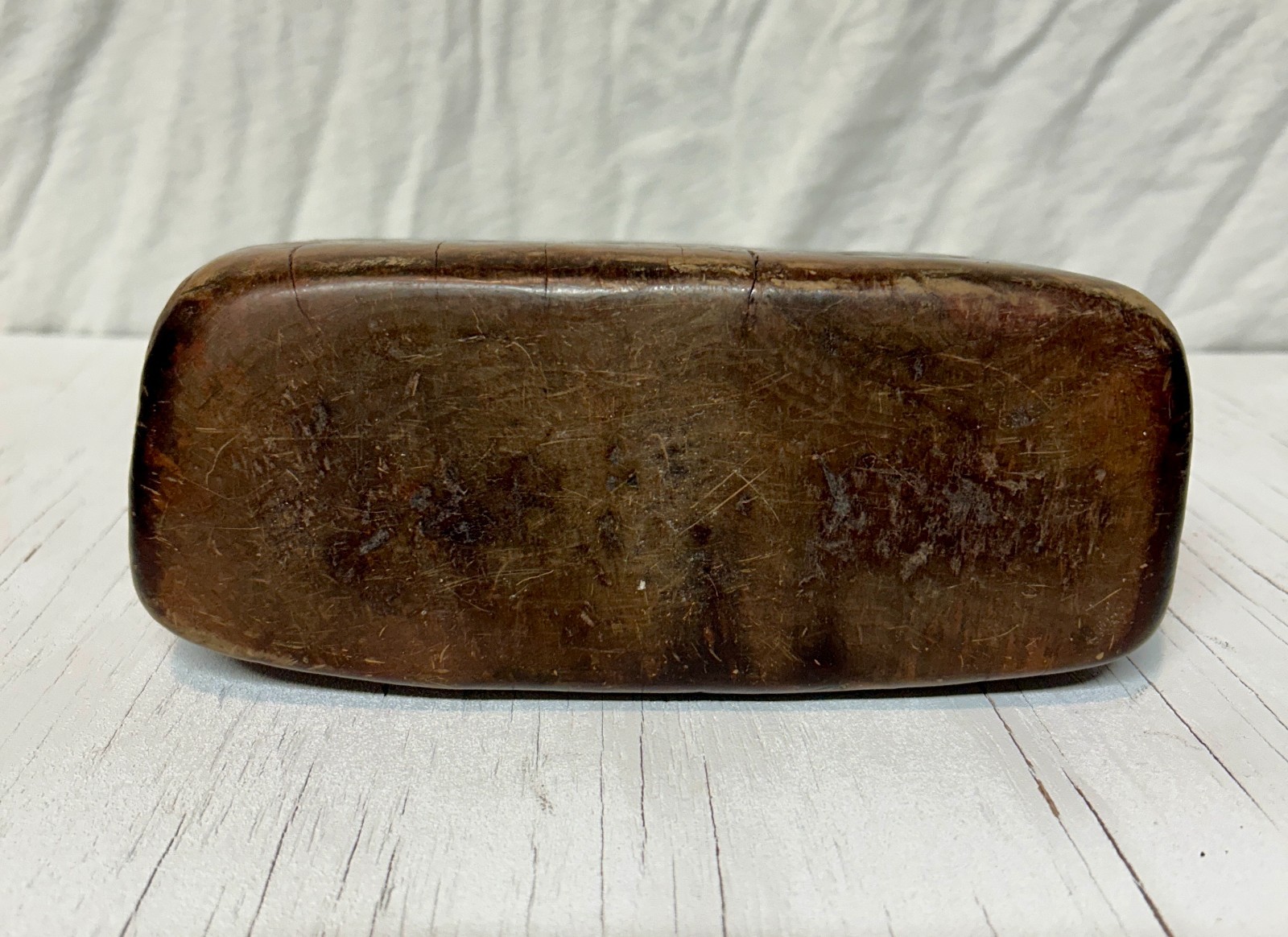 African Wooden Head Rest Pillow - Hand Carved - 7in X 8in X 2.5in - Good Patina