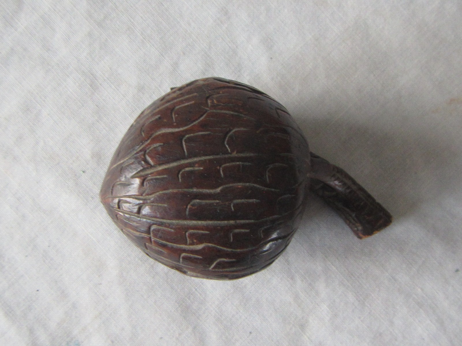 1890's German Black Forest Walnut carved hinged lid inkwell