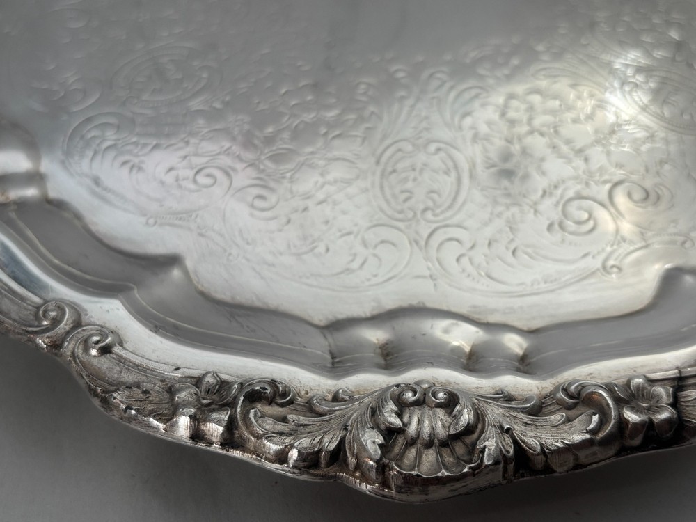 Lot of 2 Vintage Silverplated Footed Trays CASTLETON 4810 and POOLE 3209