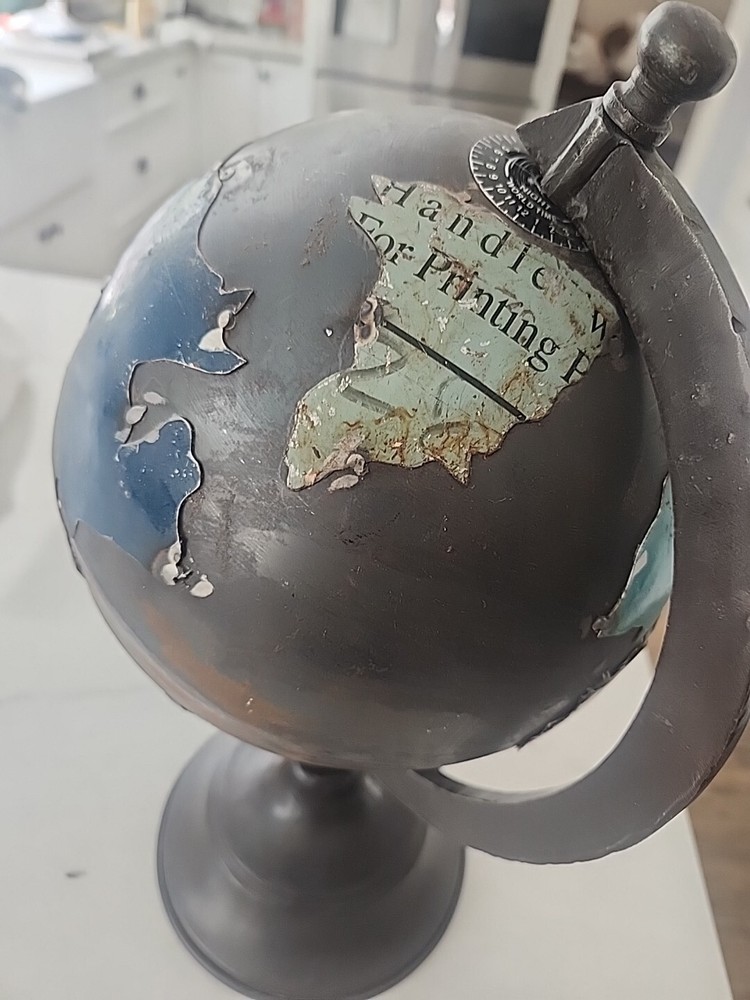 Reclaimed Metal Globe Home Decor, Small