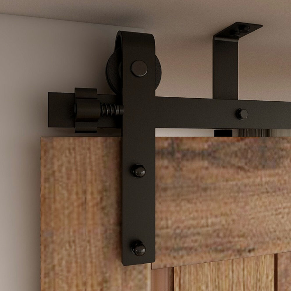 5-12FT Ceiling Bracket Mount Sliding Barn Door Hardware Kit Single/ Double Door