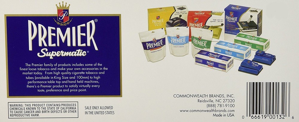 Premier Full Flavor King Size - 10 Boxes - 200 Tubes Box Supermatic