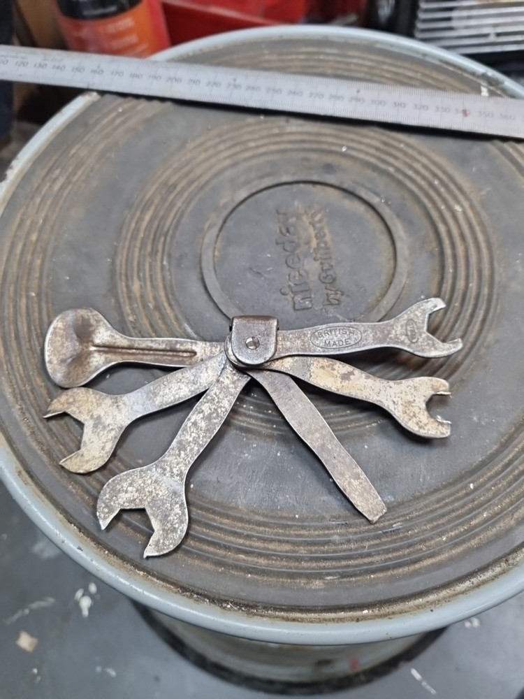 Vintage cycle Multi Tool Spanner, Screwdriver Tyre Lever Tools British made